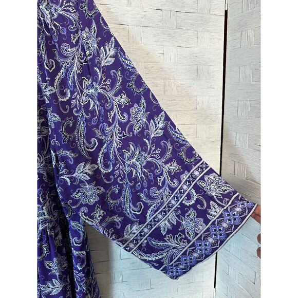 J Jill women’s dress button up Bohemian Paisley, purple 3/4 sleeve plus size ￼ - Picture 3 of 11